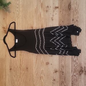 Free People Black and Gray Voile Lace Trapeze Slip Dress Size XSmall